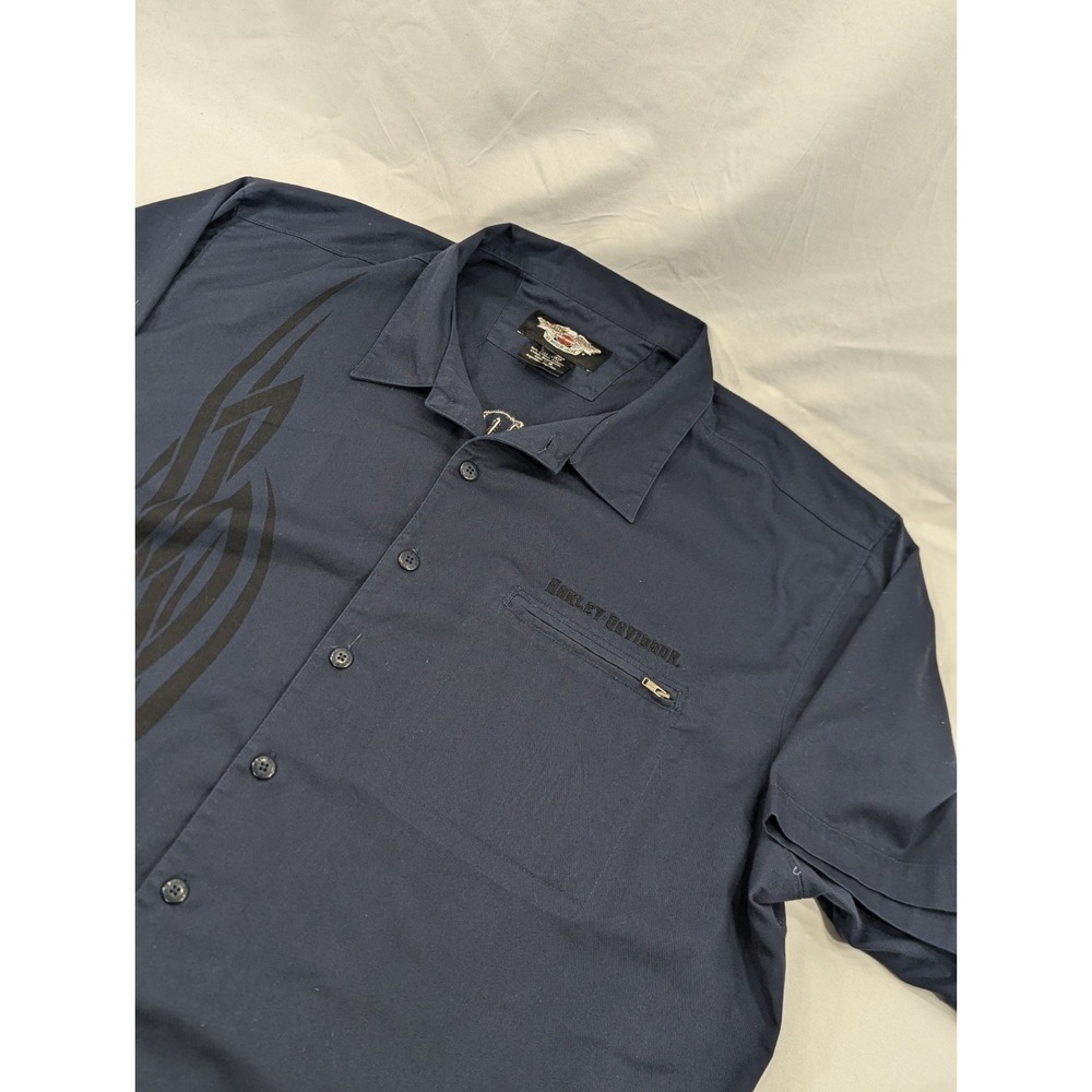 Harley Davidson Mechanic Button Up Shirt Men's 3XL Embroidered‎ Big Back Logo